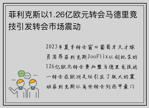 菲利克斯以1.26亿欧元转会马德里竞技引发转会市场震动